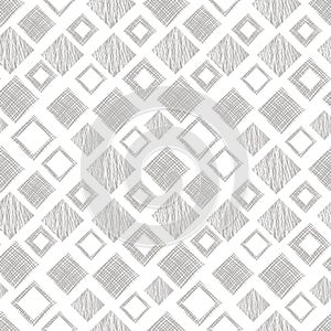 Seamless vector geometrical pattern with rhombus, squares, rectangles endless background with hand drawn textured geometric figure