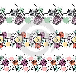 Seamless vector hand drawn floral pattern