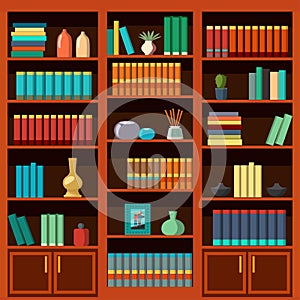 Seamless vector illustration of a library bookcase