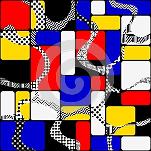 Seamless vector image. Abstract geometric Pop art style pattern.