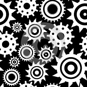 Seamless vector industrial pattern with gears and nuts