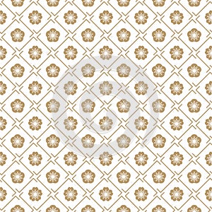 Seamless vector japanese traditional geometric pattern design with flower symbols.design for textile, packaging, covers