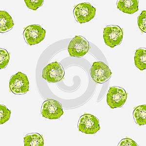 Seamless vector kiwi fruit with grey background. Great for Fabric, Textile, backgrounds, wallpaper, surface pattern, scrapbook,