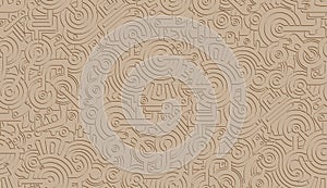 Seamless Vector Mechanical Pattern Texture. Isolated. Steampunk. Light Beige and Brown