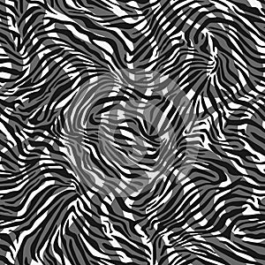 Seamless vector monochrome zebra fur overlap pattern. Stylish wild zebra print