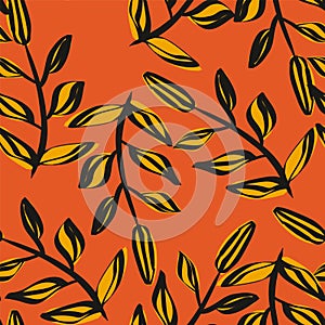 Seamless vector naturel pattern with hand drawn branches