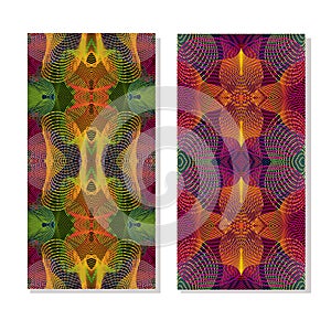 Seamless vector pattens set with hypnotize smooth line. Retro psychedelic backgrounds. Abstract vector gradient.