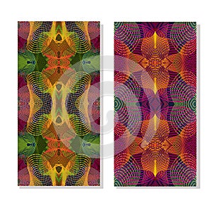 Seamless vector pattens set with hypnotize smooth line. Retro psychedelic backgrounds. Abstract vector gradient. photo