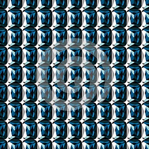 Seamless vector pattern. Abstract symmetrical background with closeup blue gems