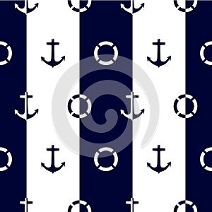 Seamless vector pattern with anchors and lifebuoys
