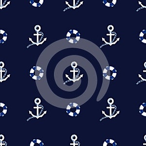 Seamless vector pattern with anchors sea texture decoration marine illustration