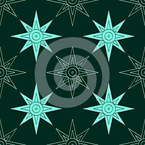 Seamless vector pattern with ancient Sumerian symbol Star of Ishtar