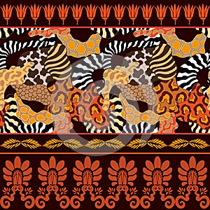 Seamless vector pattern with animal prints.