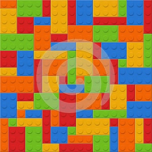 Seamless pattern of plastic constructor bricks
