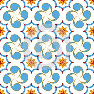 Seamless vector pattern with Basque cross Lauburu. Spanish style digital tapestry, textile print photo