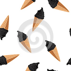 Seamless vector pattern with black ice cream. Background for cards, invitations, wedding or baby shower albums and