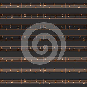 Seamless vector pattern, black music symmetrical background with notes