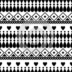 Seamless vector pattern. Black and white traditional etno background