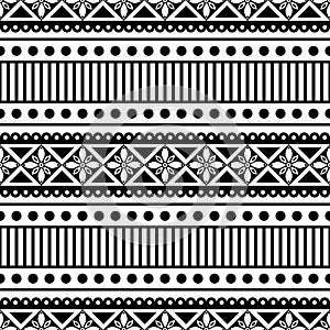 Seamless vector pattern. Black and white traditional etno background.