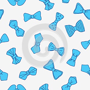 Seamless vector pattern of blue bow tie