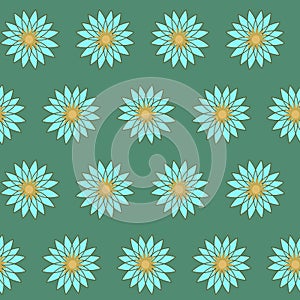 Seamless vector pattern with blue daisies, spring floral decorative background.