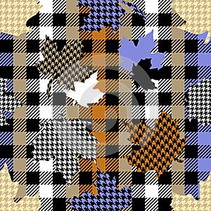 Autumn textile collection. Brown, black, blue.