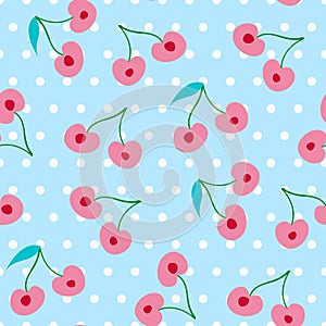 Seamless vector pattern with cherries