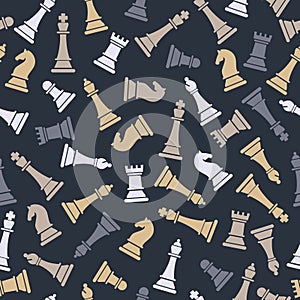 Seamless vector pattern with chess on grey