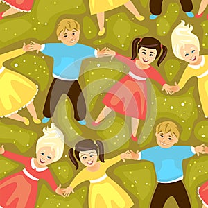 Seamless vector pattern - children holding hands
