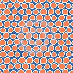 Seamless vector pattern with circles. Blue and red abstract background with hand drawn elements.