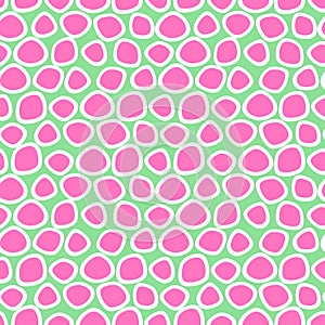 Seamless vector pattern with circles. Green and pink abstract background with hand drawn elements.