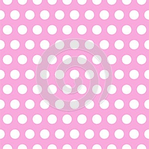 Seamless vector pattern. Circles ornament. Polka dots background. Pink and white colors. Endless design