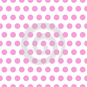 Seamless vector pattern. Circles ornament. Polka dots background. Pink and white colors. Endless design. Print for