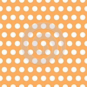 Seamless vector pattern. Circles ornament. Polka dots background. White and orange colors. Endless design. Print for