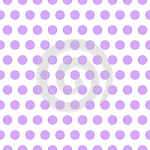 Seamless vector pattern. Circles ornament. Polka dots background. White and purple colors. Endless design. Print for