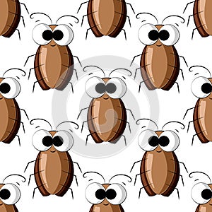 Seamless vector pattern with color cute cockroach