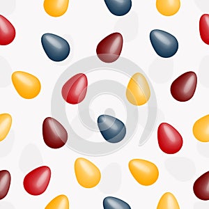 Seamless vector pattern with colorful easter eggs on white background