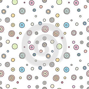 Seamless vector pattern. Colorful geometrical hand drawn background with dots. Simple print for background, wallpaper, packaging,
