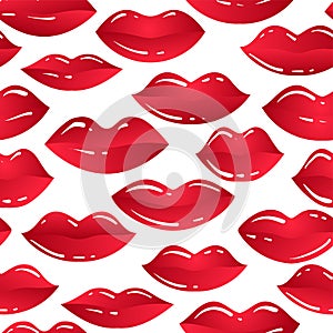 Seamless vector pattern, colorful lips. Repeats texture of textile, wall, fabric, gift paper. Concept for Valentines Day