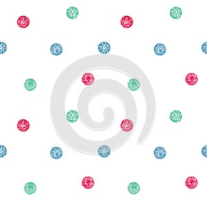 Seamless vector pattern, colorful polka dots with texture