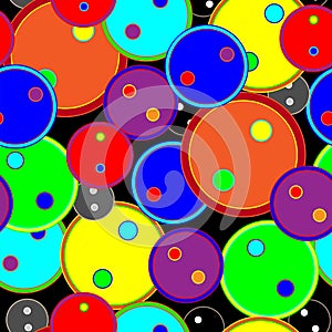 Seamless vector pattern of colorful rainbow buttons.