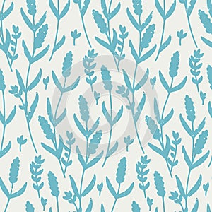 Seamless vector pattern with contour lavender in blue