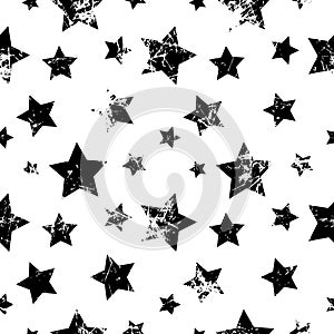 Seamless vector pattern. Creative geometric black and white background with stars.