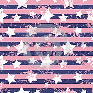 Seamless vector pattern. Creative geometric violet background with stars and stripes