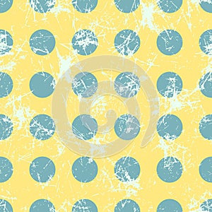 Seamless vector pattern. Creative geometric yellow pastel background with blue circles