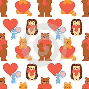 Seamless vector pattern with cute animals.