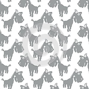 Seamless vector pattern with cute cartoon horses