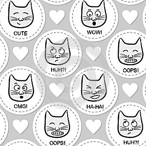 Seamless vector pattern with cute cat icons