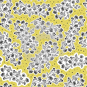 Seamless vector pattern of the dry herbs. Fennel flowers hand drawn