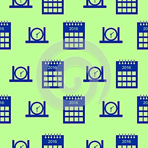 Seamless vector pattern with elements of calendars and clocks